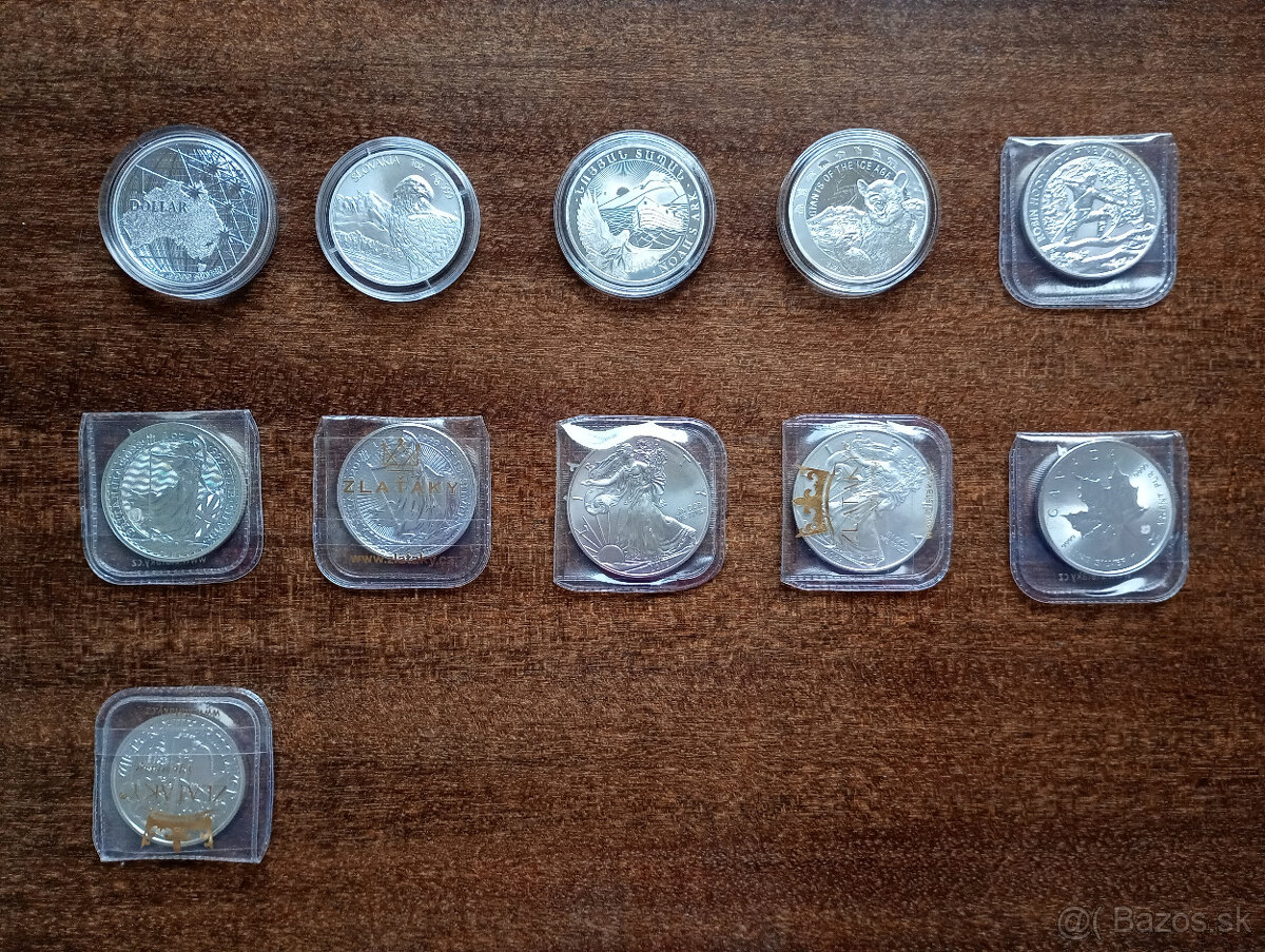 Zbierka strieborných investičných mincí
