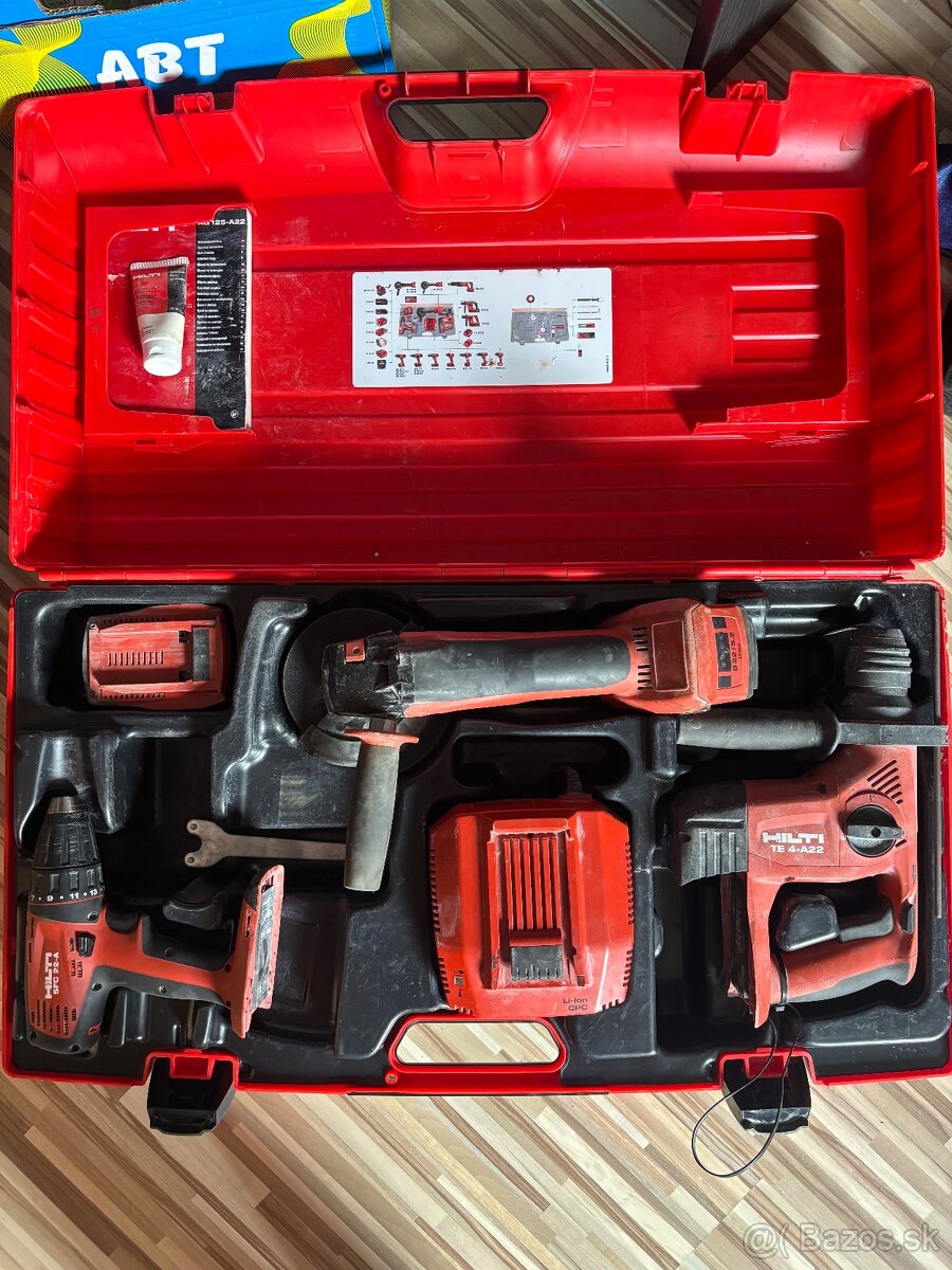 Predám Hilti 3-tool kit – flexa, vŕtacie kladivo, aku skrutk