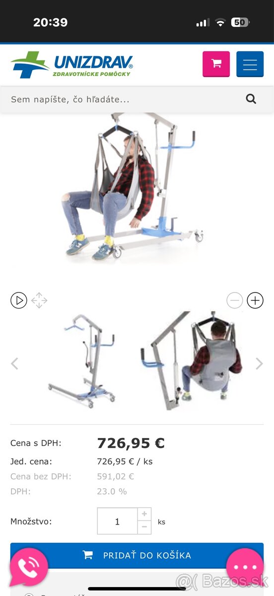 Predám hydraulicky zdvyhak pre imobilných