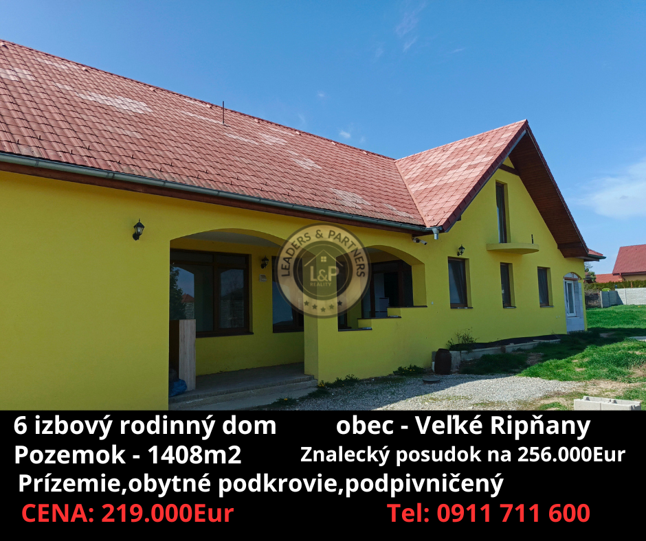 6 izbový dom v obci Veľké Ripňany