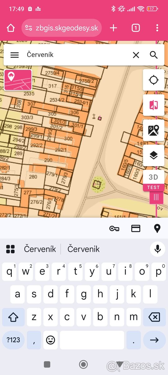 Pozemok Červenik centrum 678m2