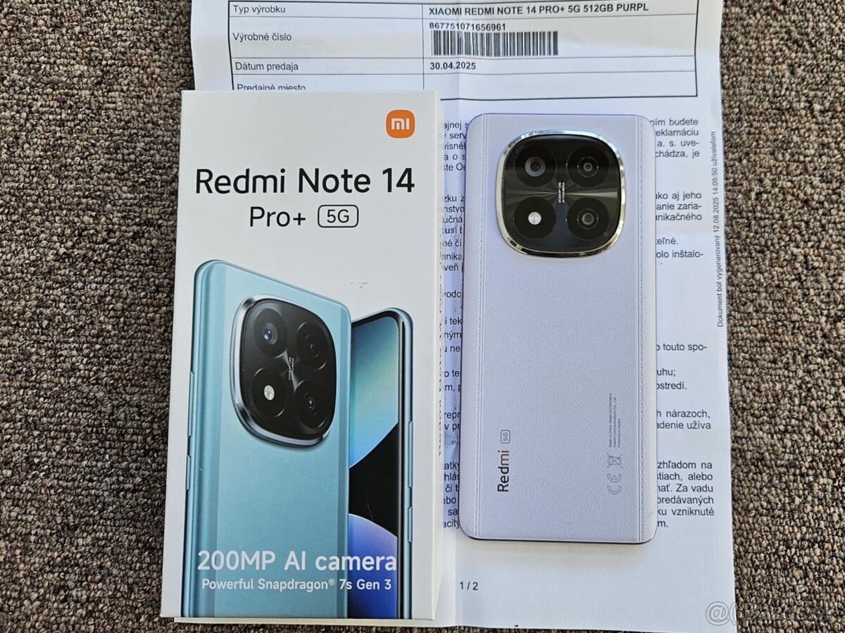 Xiaomi Redmi Note 14 Pro+ 5G 12GB/512GB Purple,top,zaruka