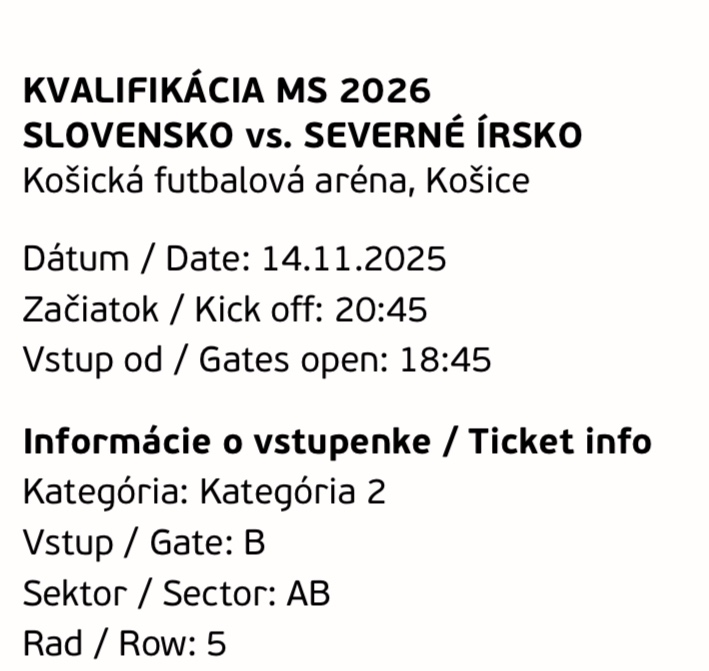 Slovensko - Severné Írsko