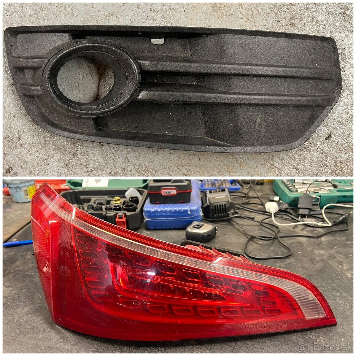 Zadné ľavé svetlo a predná ľavá mriežka Audi Q5 2008-2012