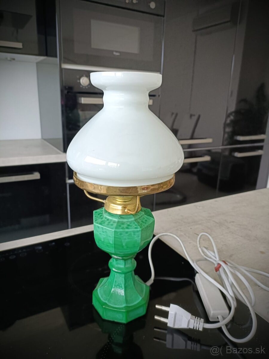 Retro lampa, malachytove sklo