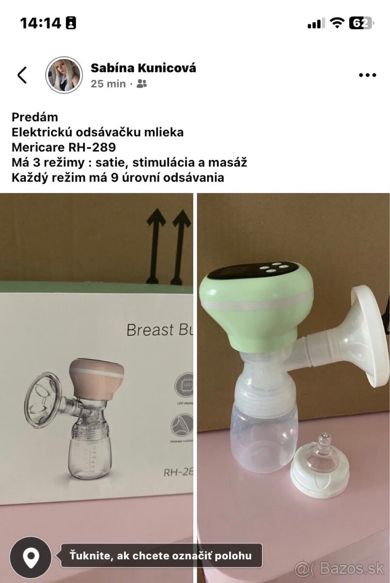 Elektrická odsávačka mlieka
