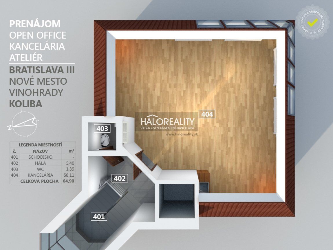 HALO reality - Prenájom, kancelársky priestor Bratislava Nov