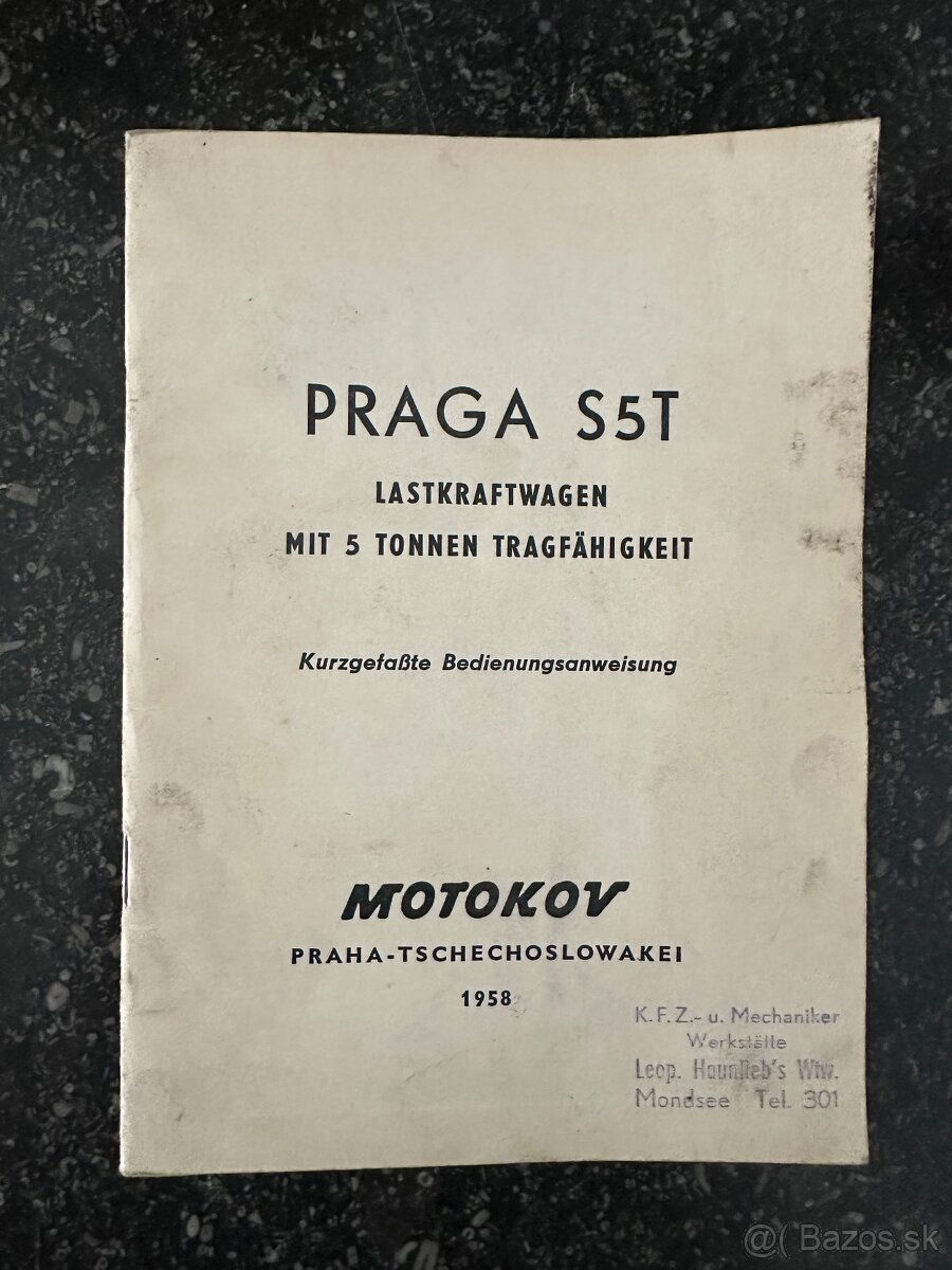 PRAGA S5T Stručný návod na obsluhu