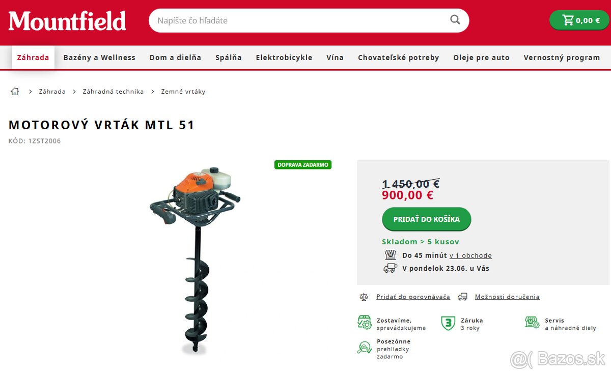 Motorový pôdny zemný vrták Oleo-Mac
