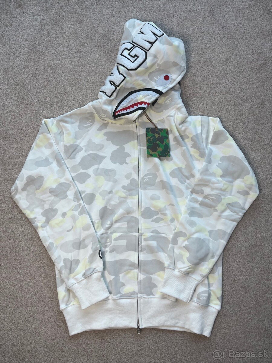 Bape City Camo Shark Zip Hoodie - White