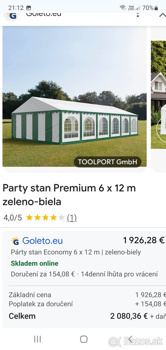 Predám párty stany PRÉMIUM 6X12