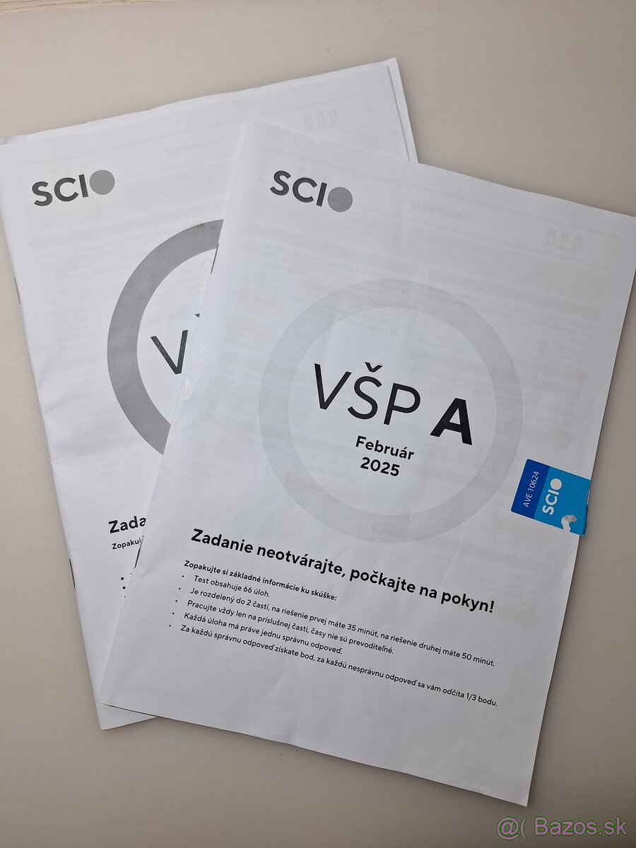 Scio VŠP testy 40+ kusov a cvičebnica