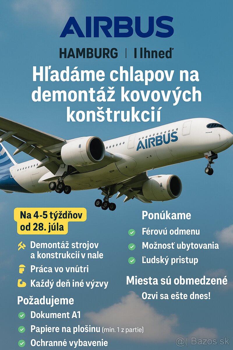 🔧 ROBOTA V HAMBUG – HĽADÁME CHLAPOV, ČO SA NEBOJA PRÁCE 🔧