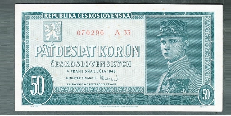 Staré bankovky 50 kčs 1948 ŠTEFÁNIK