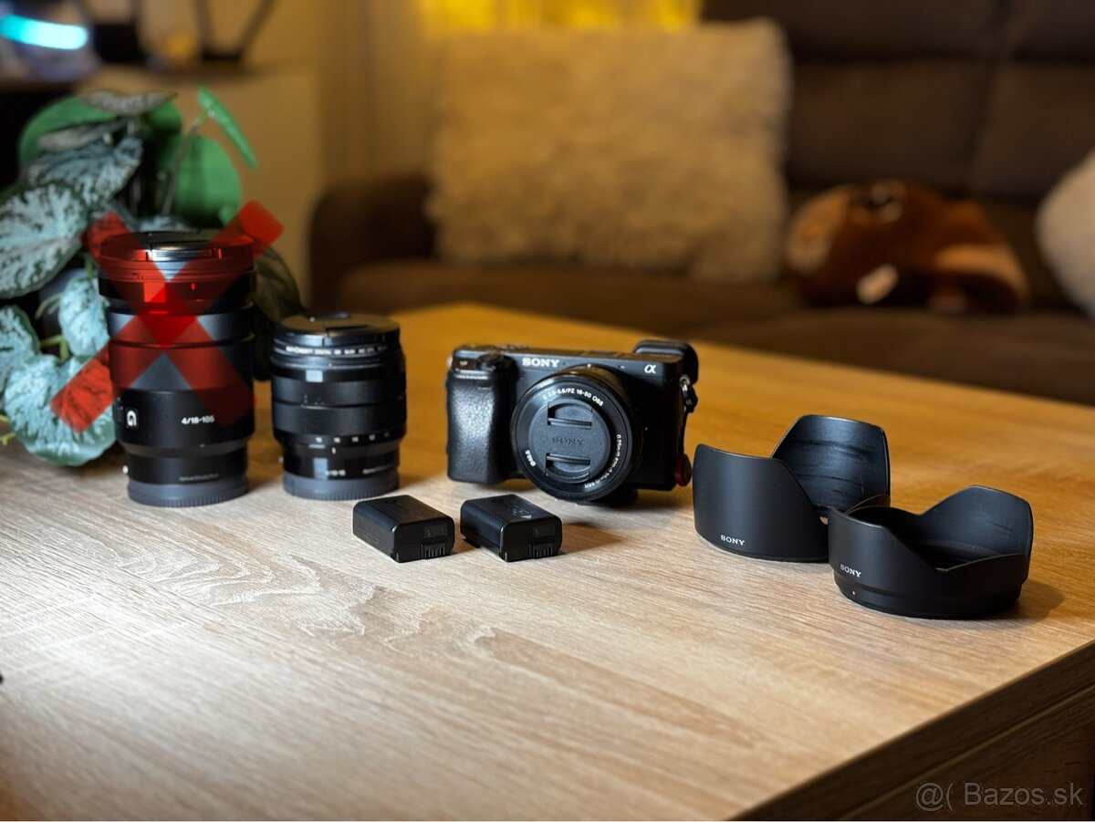 Sony A6400 + 3 objektívy + 3 originálne batérie (TOP STAV)
