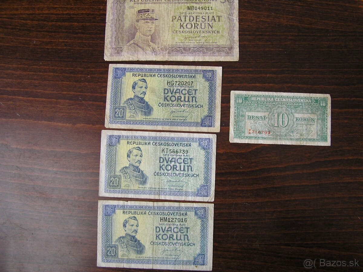 ČESKOSLOVENSKÉ BANKOVKY: LONDÝNSKÁ EMISIA- 1945
