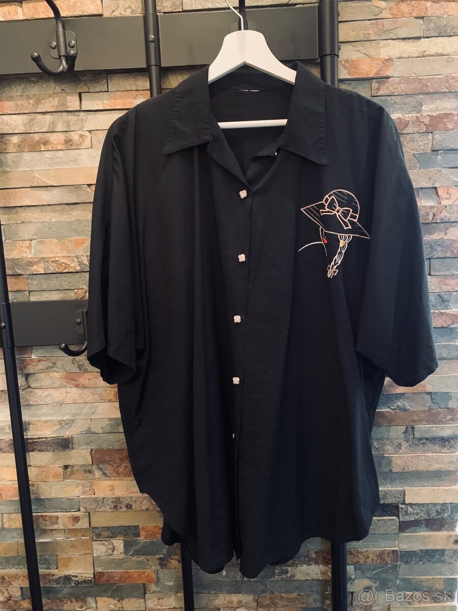 Čierna damska oversized košeľa veľkosť M