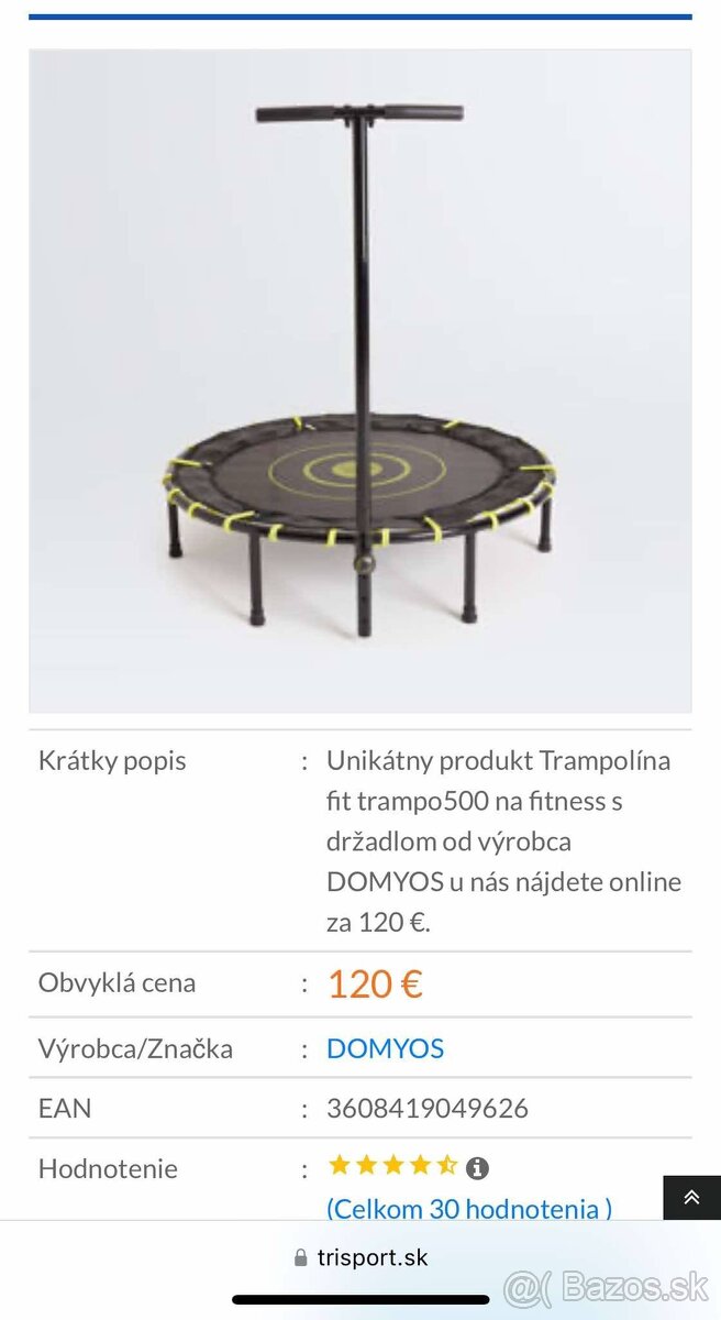 Trampolína fit trampo500 na fitness s držadlom