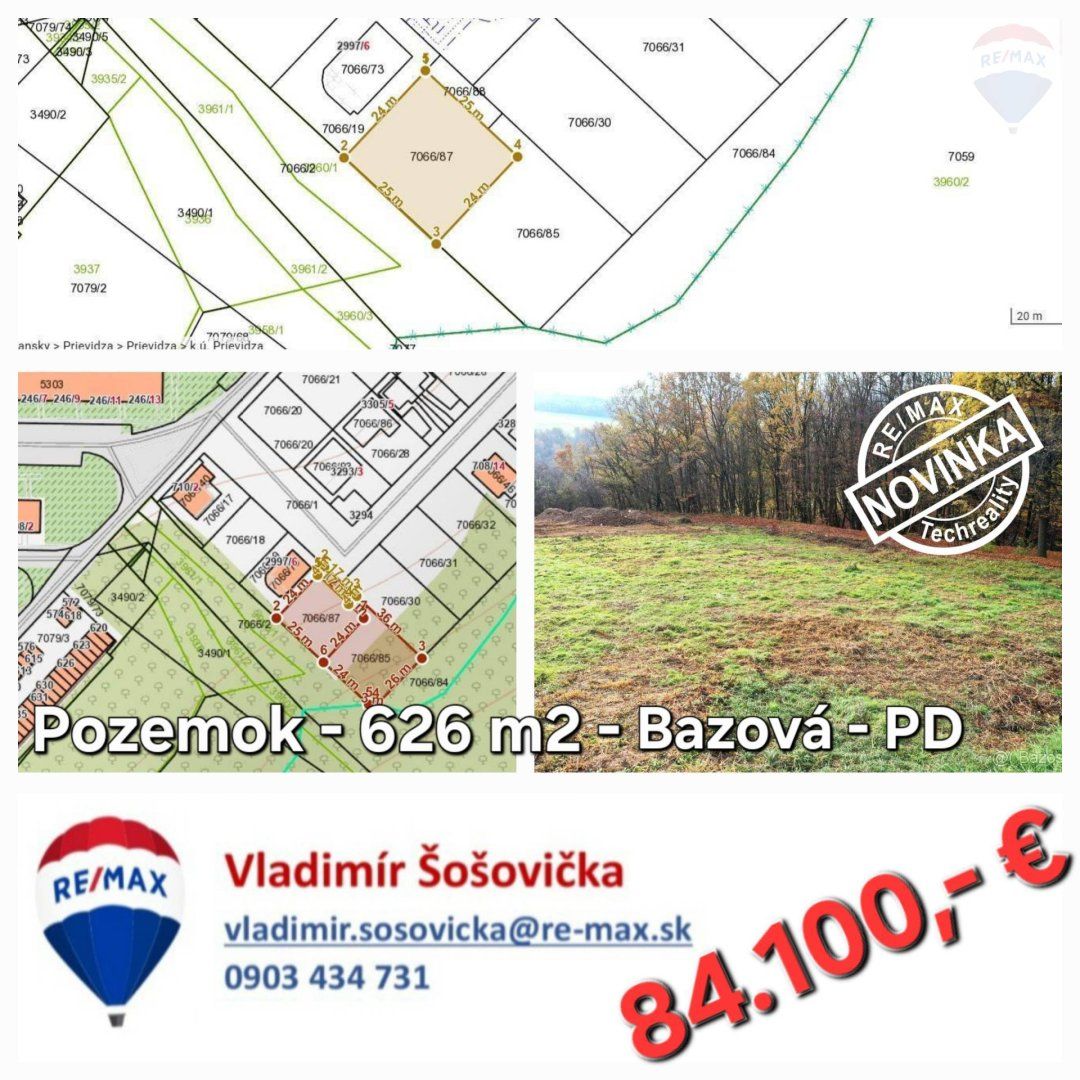 Slnečný stavebný pozemok 626 m2 - Bazová - Kopanice - PD