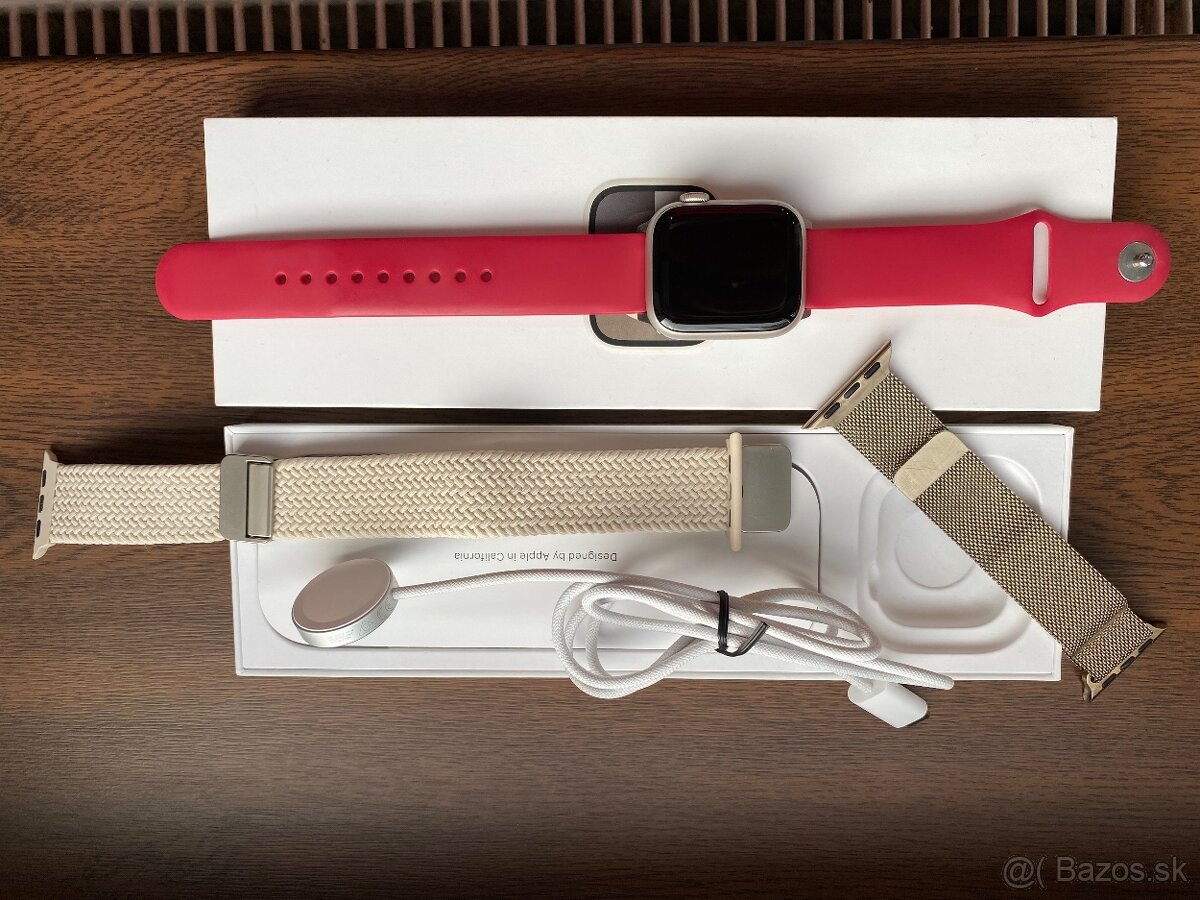 Predám Apple Watch 9 41mm Starlight (Záruka, Zdravie 98%)