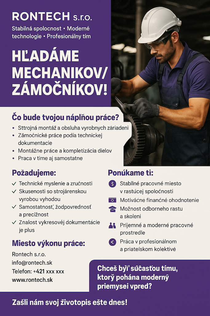 Hladame mechanikov do výrobi