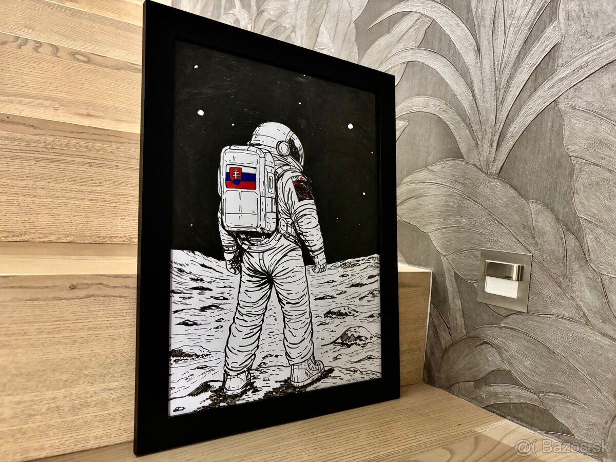 Maľovaný obraz kozmonauta