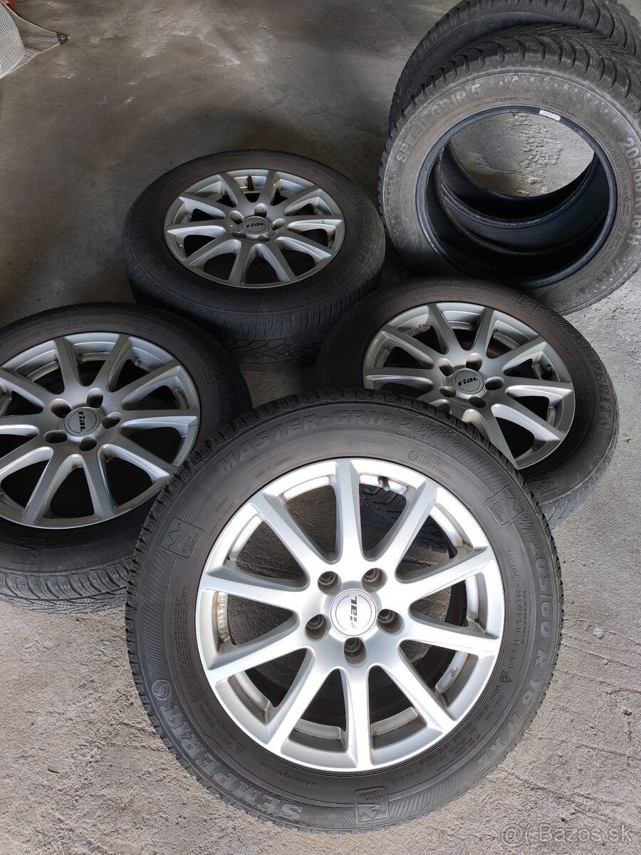 Alu kolesá 5x112 r16 na VW Sharan zimné pneu 205/60 r16