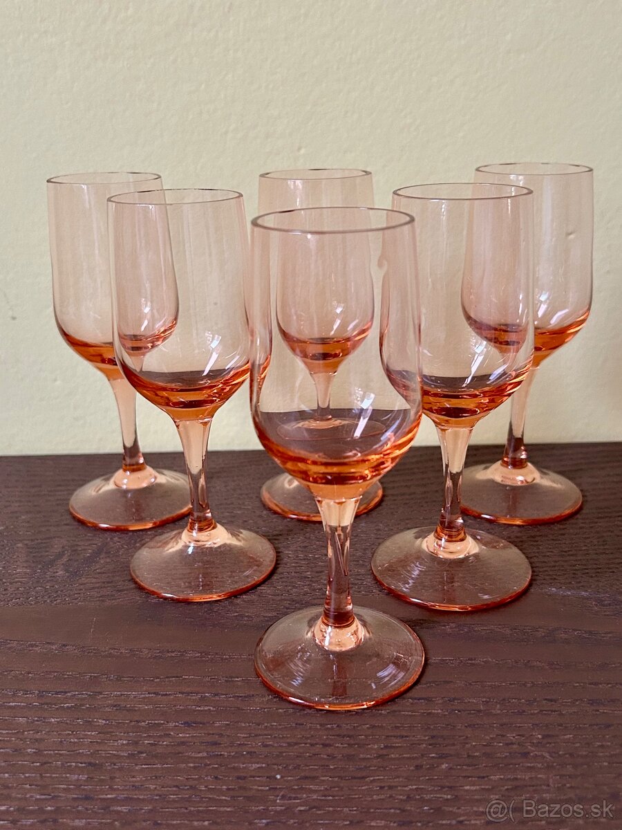 VINTAGE SADA 6 ks POHÁROV NA LIKÉR/DESTILÁT