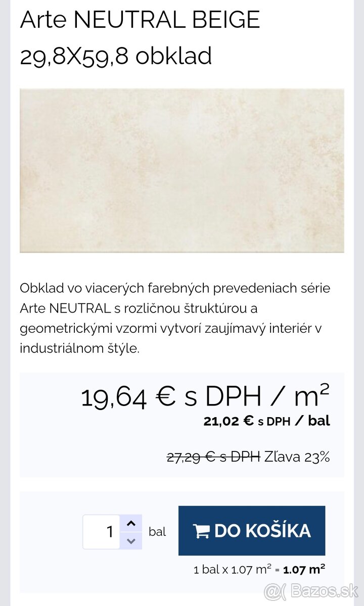 Keramicky OBKLAD NEUTRAL BEIGE 29,8X59,8 CM