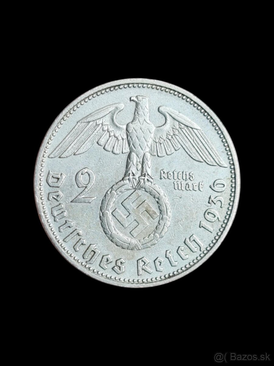 Vzácnejšie 2 Marky 1936 D, G, J a 1939 E