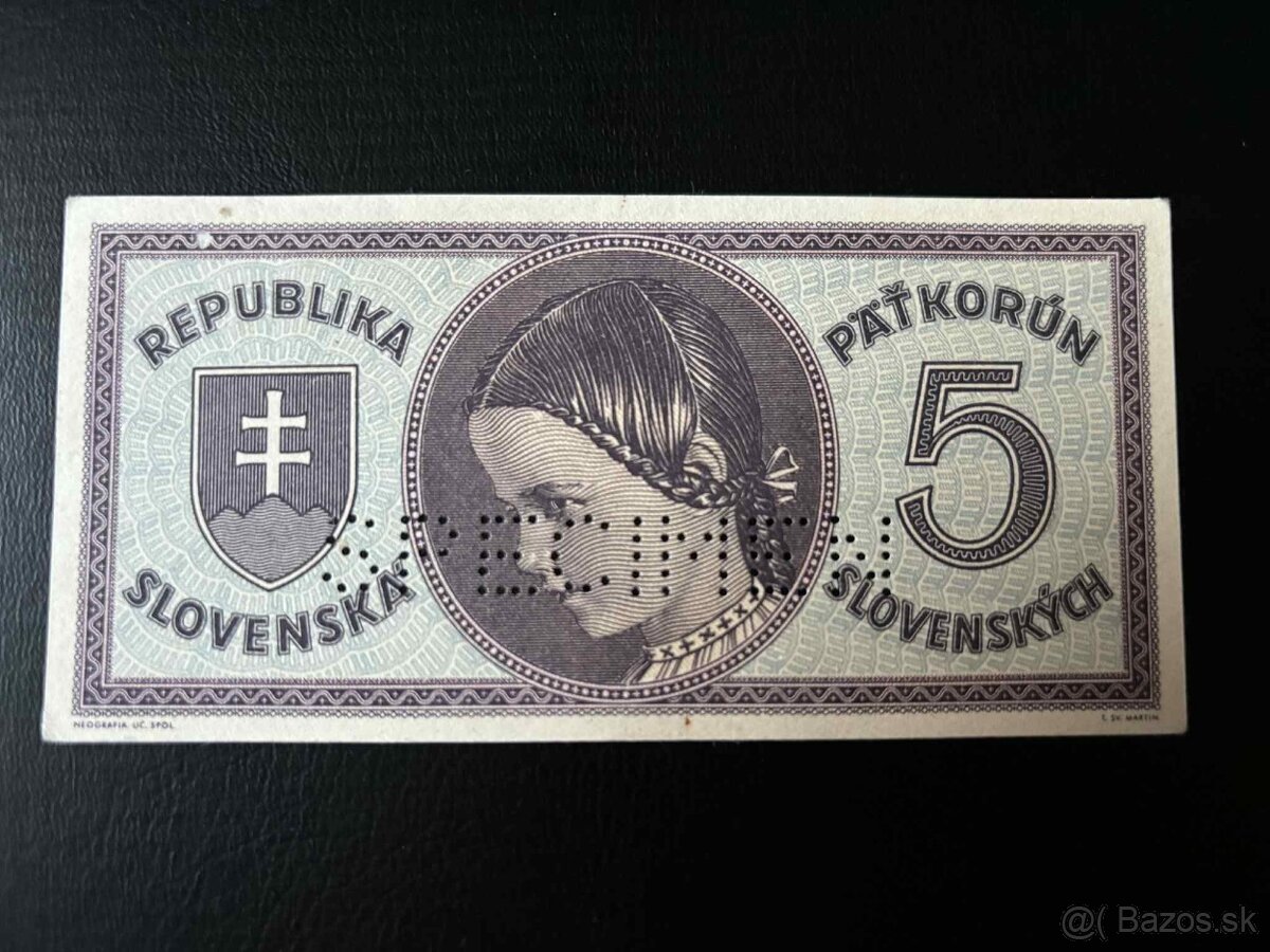►►►5 Slovenskych korun 1945 HANICKA◄◄◄