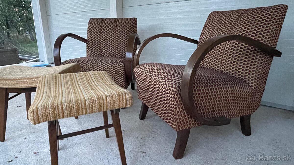 Halabala kresla + taburetky