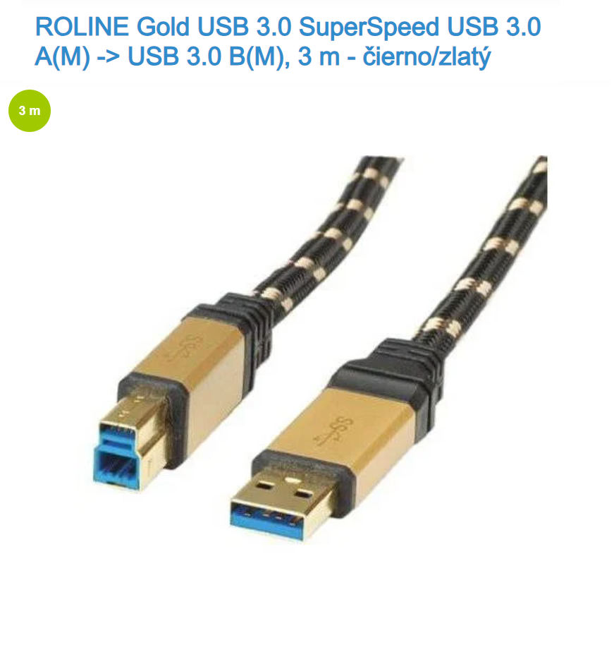 ROLINE Gold USB 3.0 SuperSpeed USB 3.0 A(M)->USB 3.0 B(M)