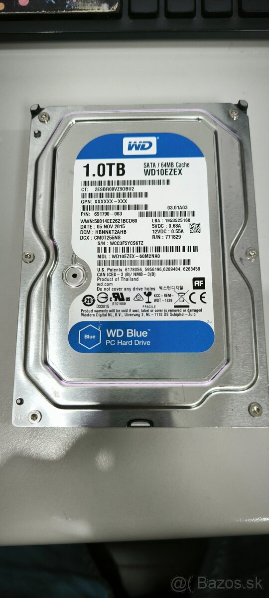 3.5 1TB HDD WD Blue 50kusov, plati do zmazania