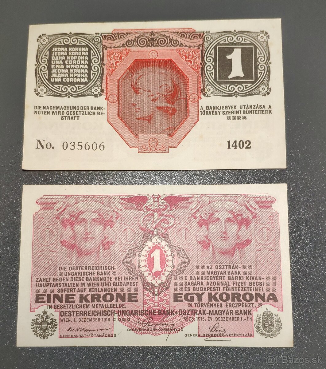 Staré bankovky - RU 1 Koruna 1916 aUNC bez přetisku