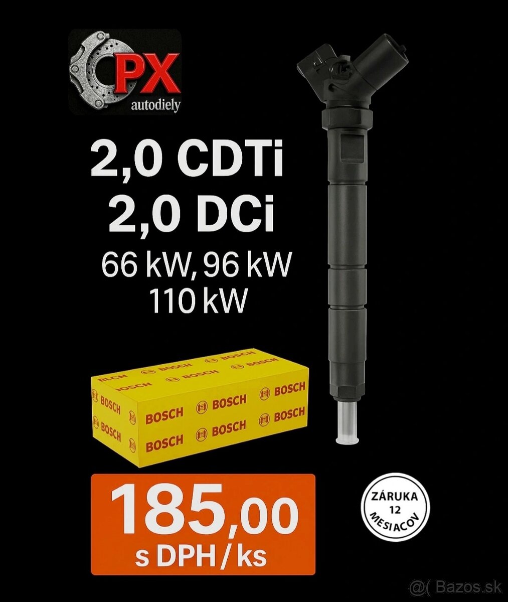Repasované vstrekovače BOSCH 2.0 CDTi, 2.0 DCi