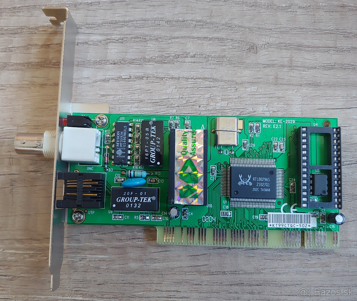 Sietova karta 10Mbps do PCI slotu s RJ45 a koax konektorom