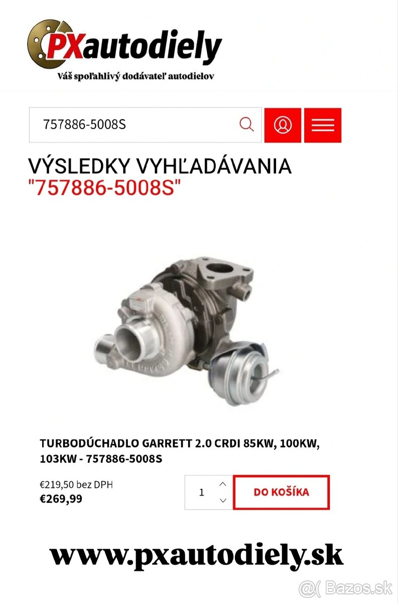 Turbo GARRETT 2.0 CRDi - 100kw, 103kw