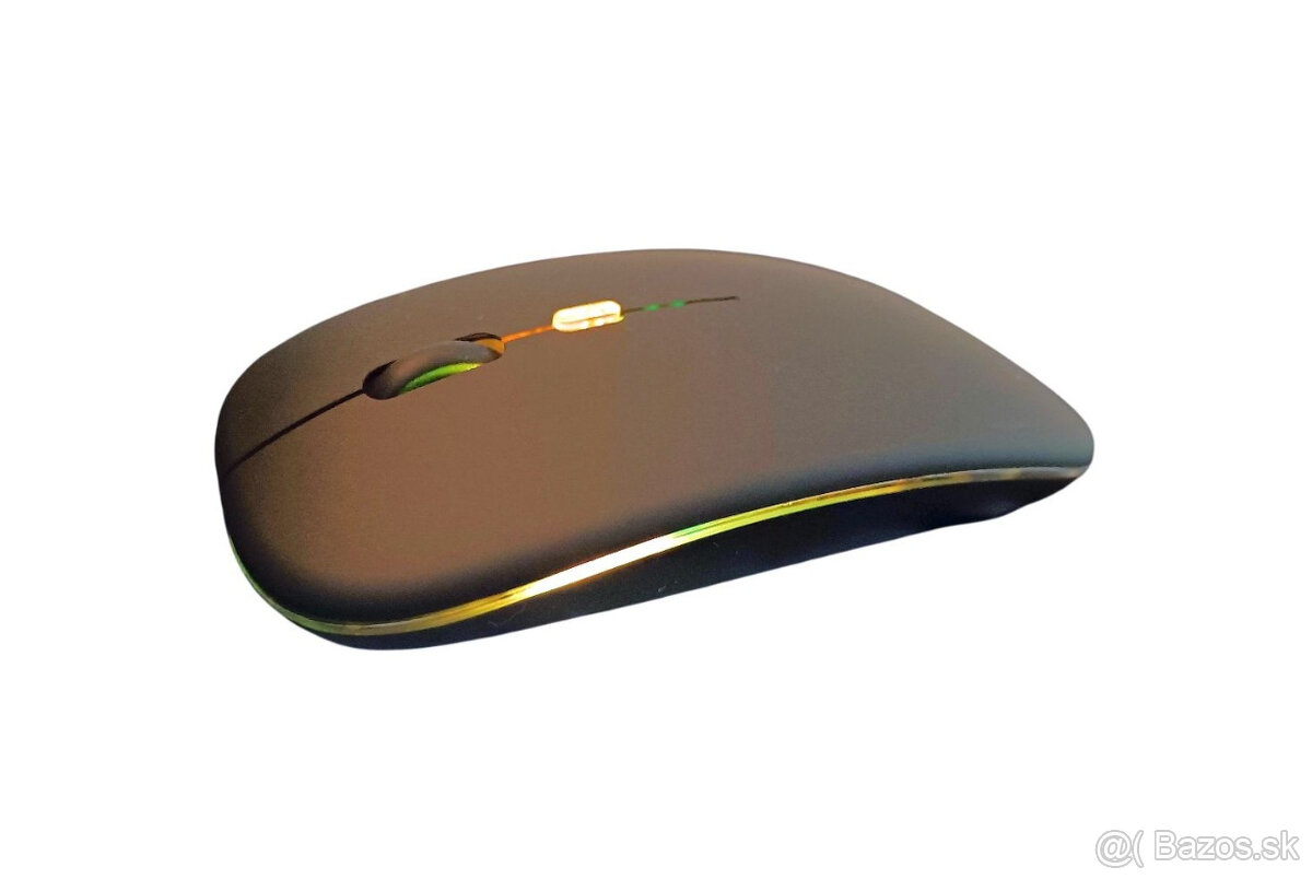 Bezdrôtová nabíjateľná bluetooth myš s podsvietením - čierna