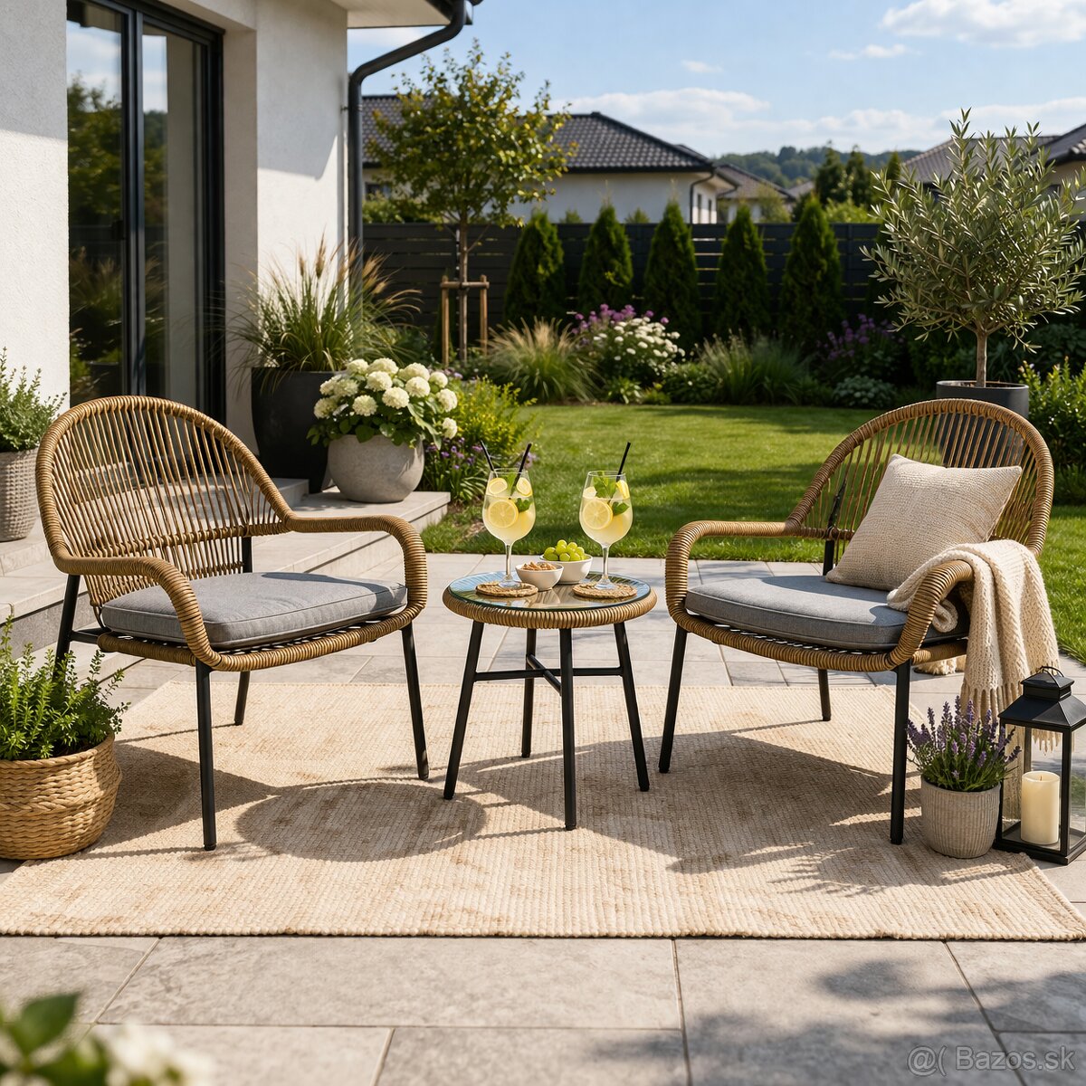 Záhradný bistro set Java z ratanu pre 2 osoby