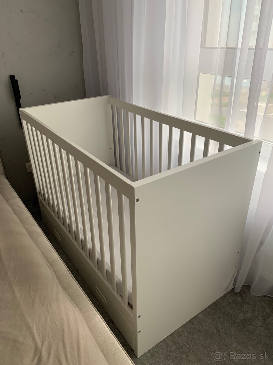 Predám detskú postieľku Ikea stuva s matracom, rozmer 60x120