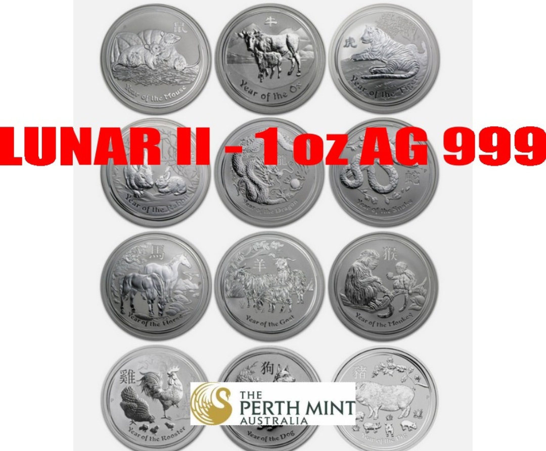 Lunárna séria 2, Austrália, 12x 1oz Ag bez krabicky