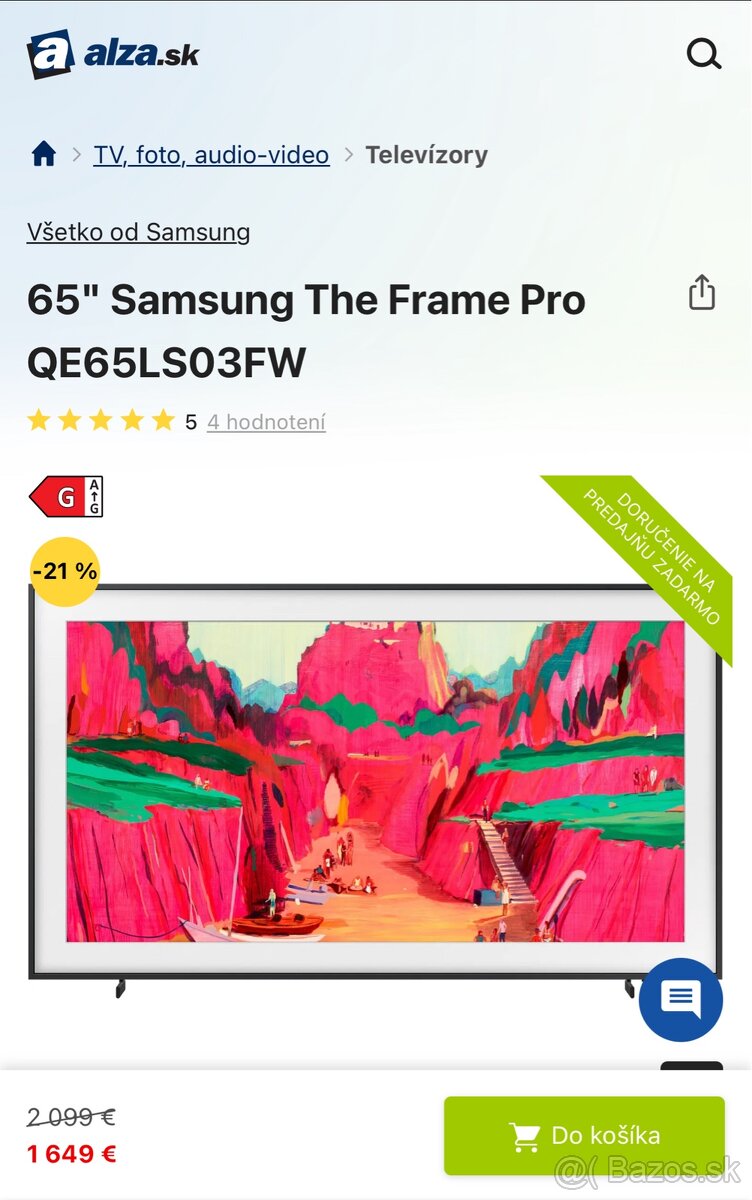 Samsung The Frame Pro 65″ – nový, so zárukou
