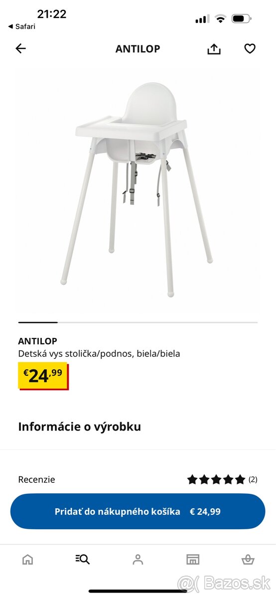 Detska jedálenska stolička IKEA