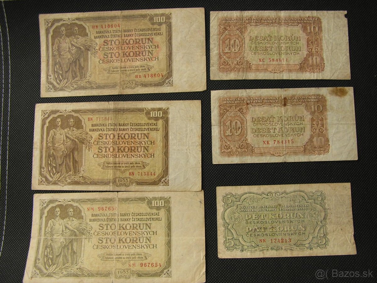 ČESKOSLOVENSKÉ BANKOVKY: r.1953 neperforované