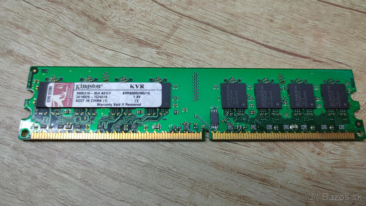 KVR800D2N5/1G 1GB 128M x 64-Bit DDR2-800 CL5 240-Pin DIMM