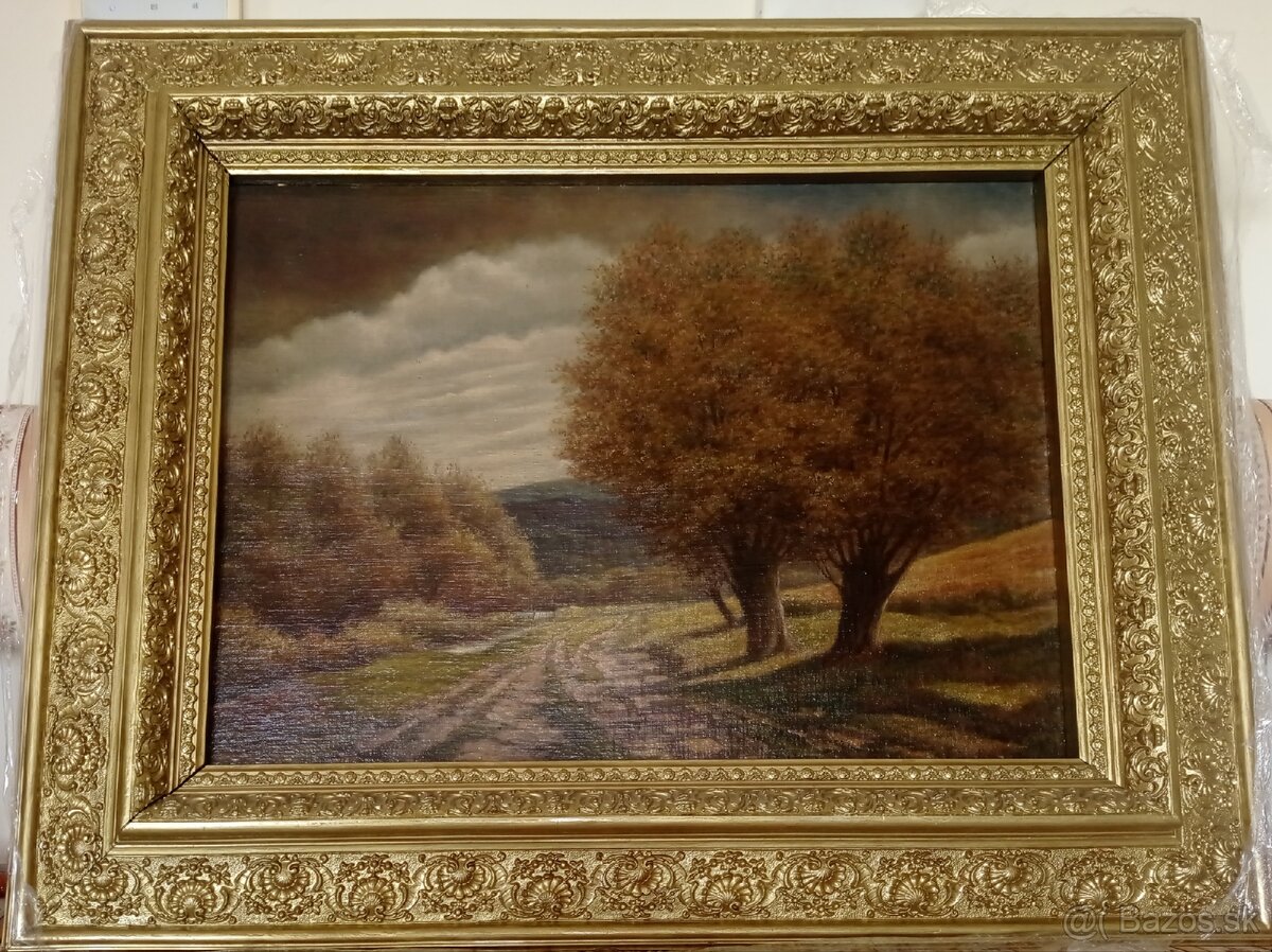 Wilhelm Otto - obrovský obraz v zlatom ráme 100x80 cm