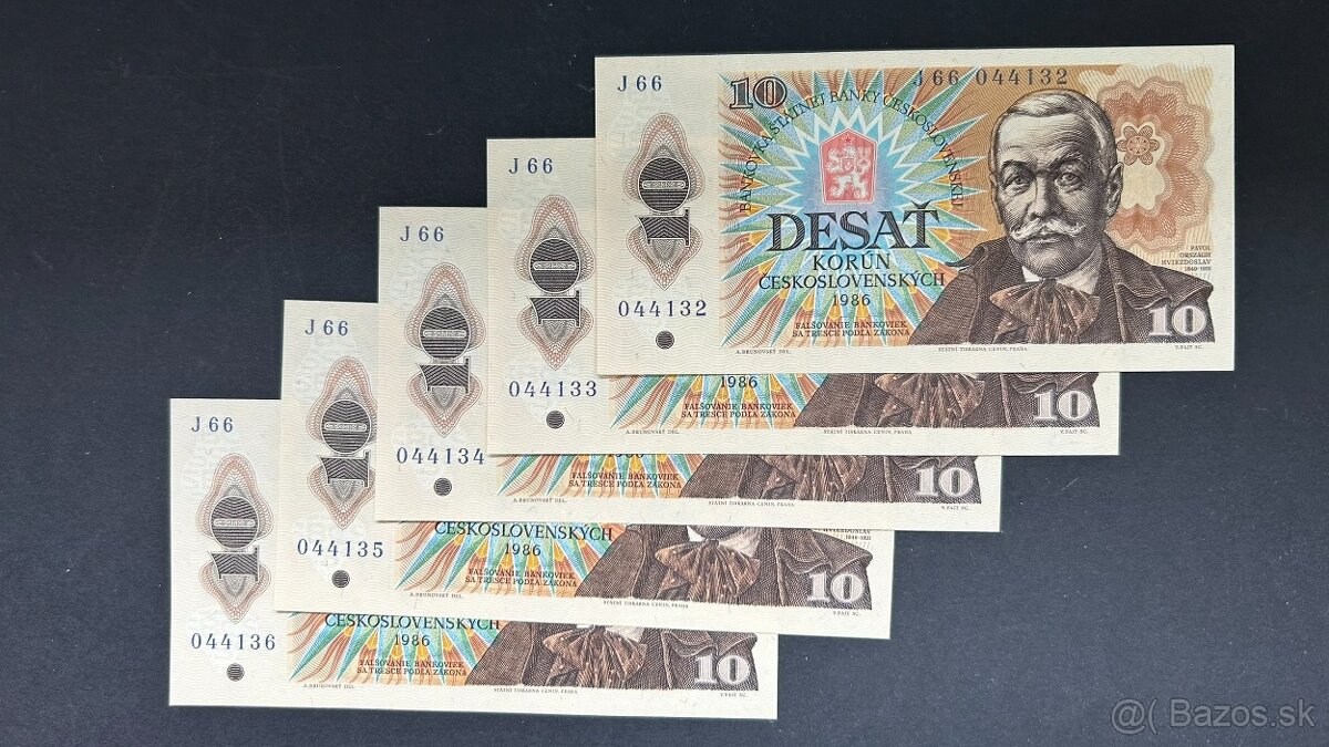 Bankovky ČSSR 10 Kčs 1986 vzácne vysoké J60 UNC
