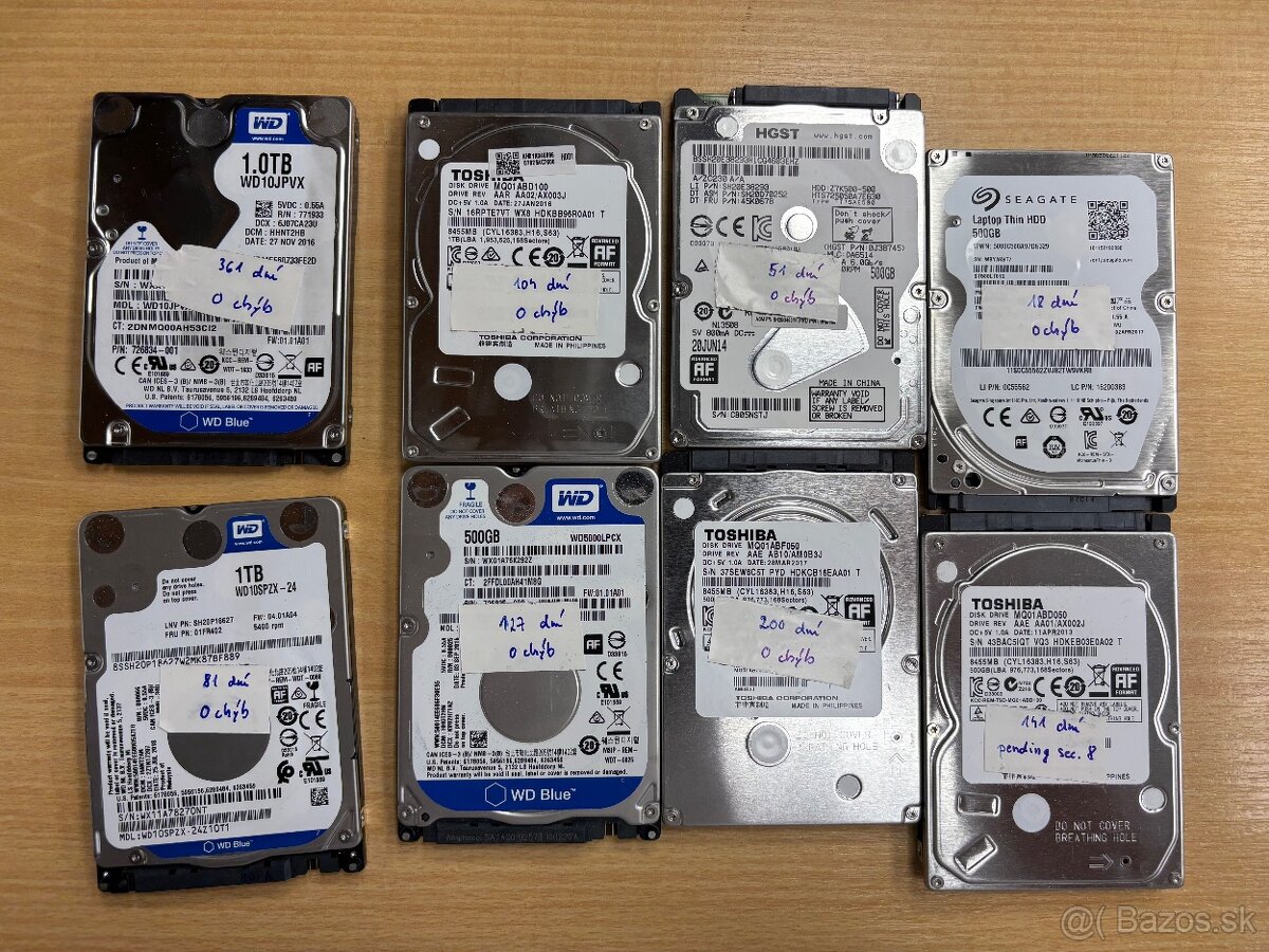 Predám pevné disky HDD a SSD