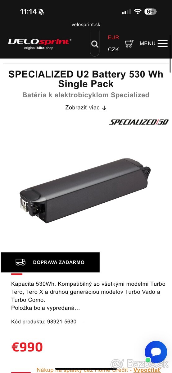 Baterka pre elektrobicykle Specialized Tero a Vado a Turbo C